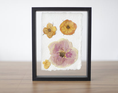 Enmarcado personalizado flor prensada sobre papel